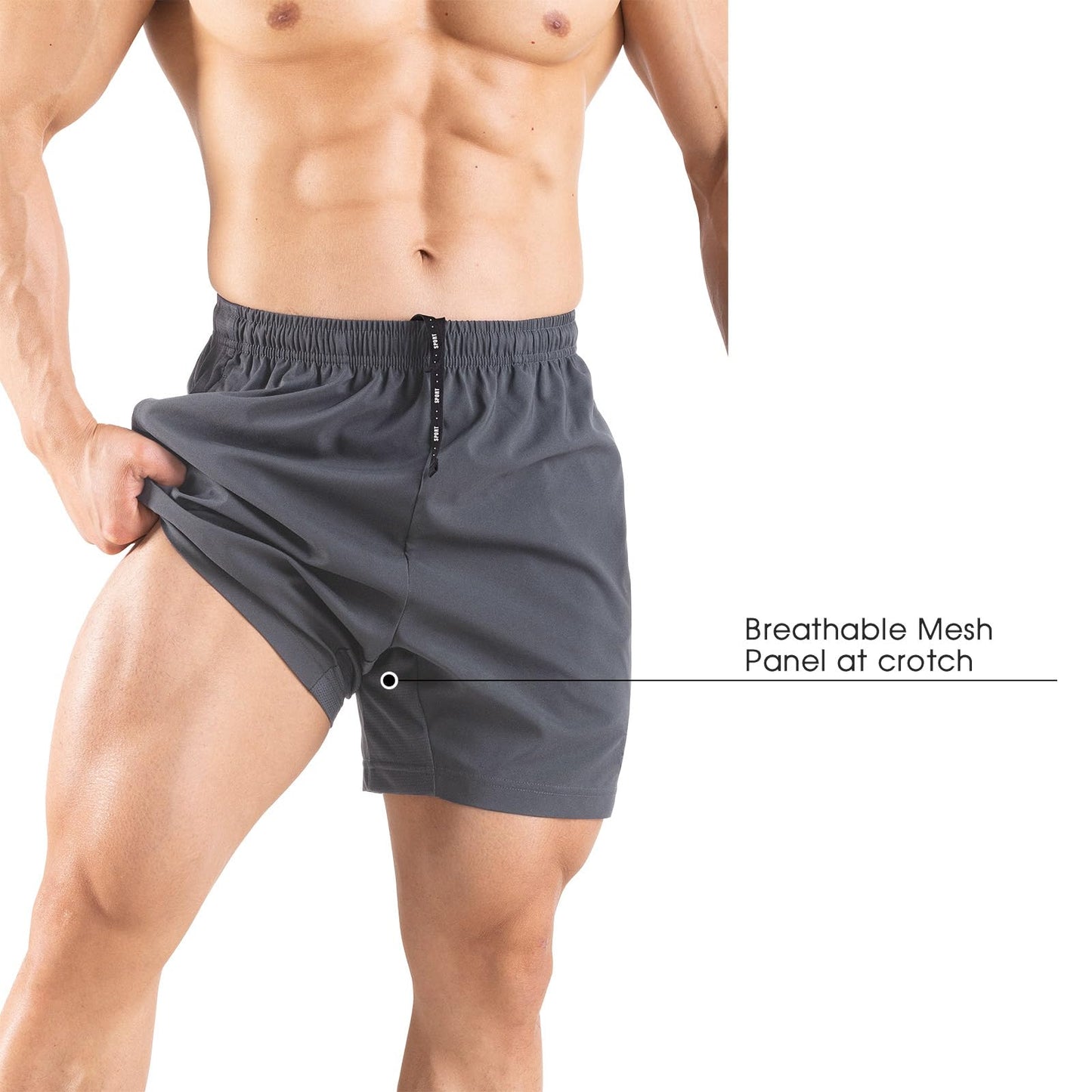 Gaglg Men's 5" Running Shorts 2 Pack Quick Dry Athletic Workout Gym Shorts with Zipper Pockets Dark Grey/Dark Grey,XX-Large
