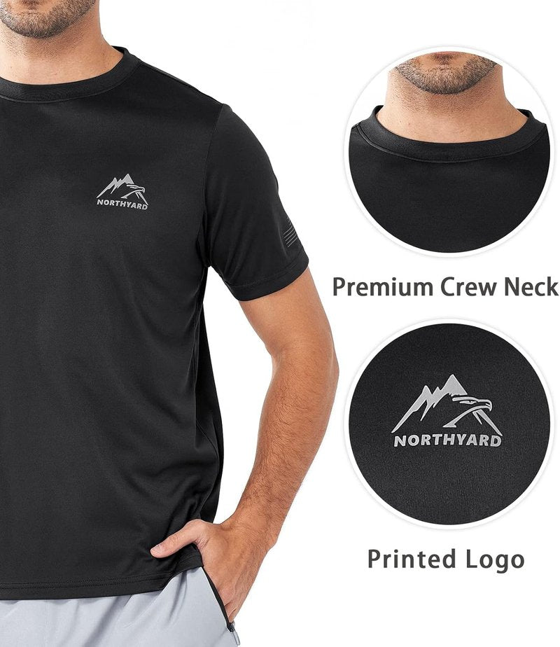 NORTHYARD Men's UPF 50+ Sun Protection Rash Guard - Short Sleeve Athletic Swim Shirt for Running & Workouts