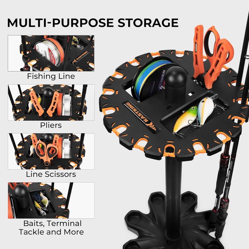 KastKing V16 Fishing Rod Holder - Space-Saving Floor Rack for 16 Rods | Durable ABS Foam Organizer