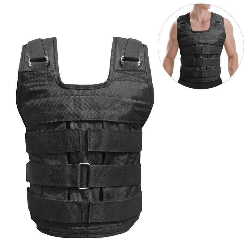 Weighted Vest,YIWENG Max Loading 50kg Adjustable Weighted Vest Weight Jacket Ox Exercise Weight Loading Cloth Strength Training (Empty), Black