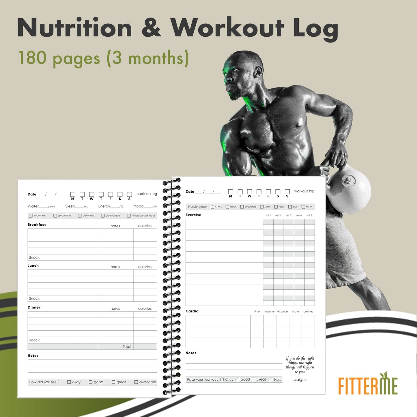 Fitness Journal And Workout Planner - Exercise And Nutrition Journal For Health And Weight Loss - Workout Journal For Women And Men - Fitness Tracker Notebook And Gym Log Book With Motivational Quotes