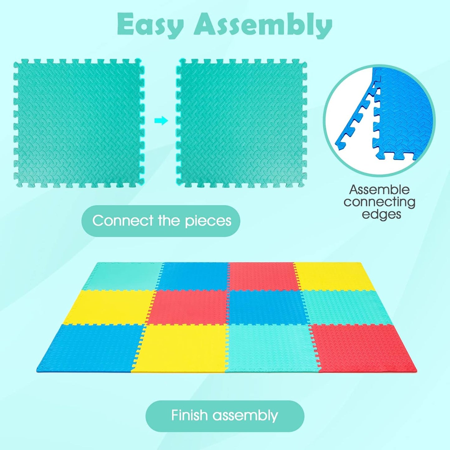 Tangkula 12 Tiles Exercise Flooring Mats - Non-Slip EVA Foam Interlocking Mats for Home Gym | 1/2" Thick