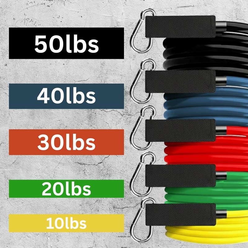 Fit Active Sports Resistance Bands Set with Handles, Ankle Straps, Door Anchor, Exercise Chart and Free Carrying Bag - Excellent for Body Toning, Building Muscle, Strengthening Joints, and More!