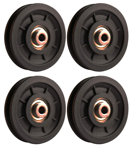 LFJ 90mm/3.5" Nylon Bearing Pulley Wheel Replace for Gym Equipment Part Cable Merchine (4 PCS)