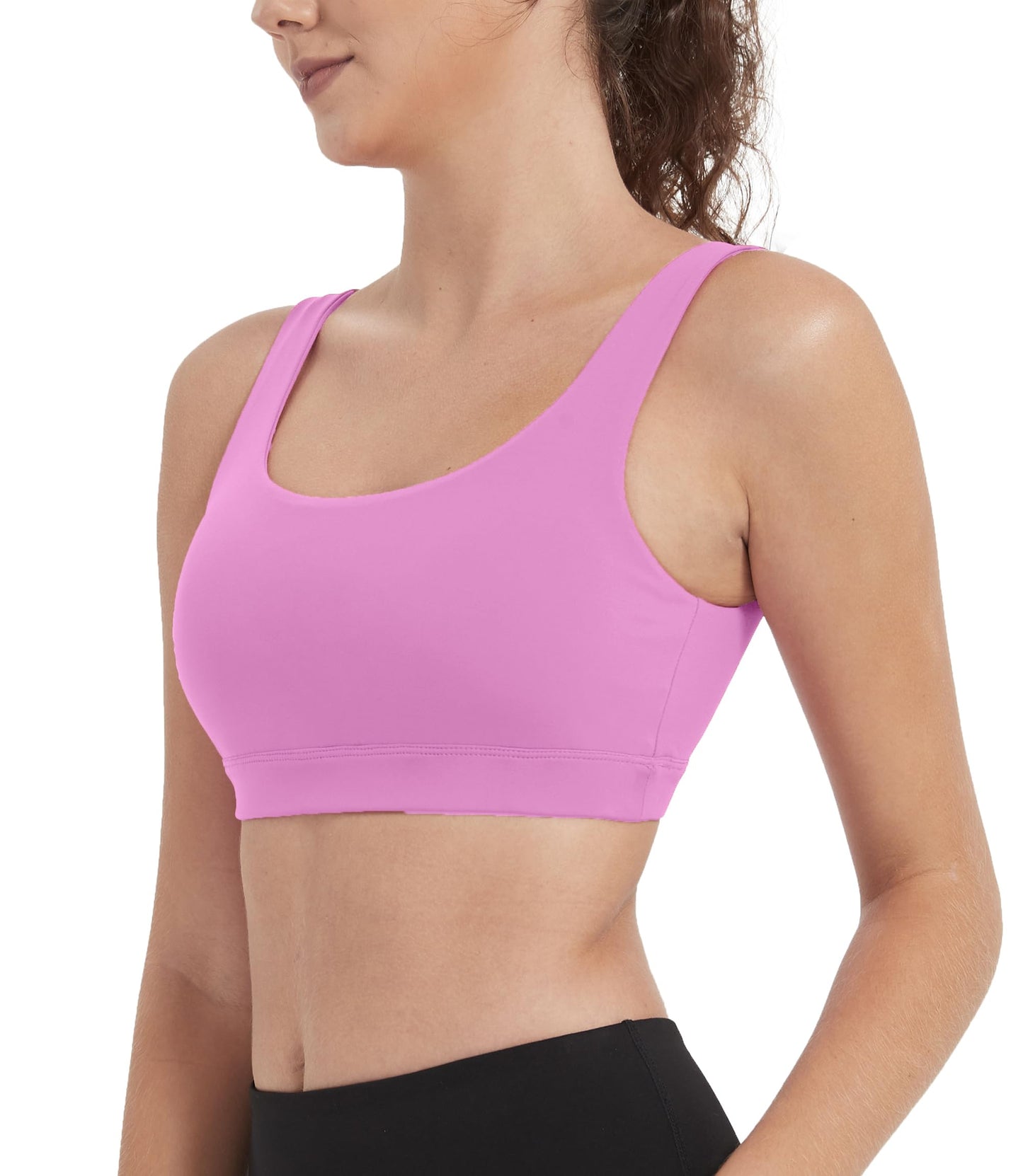 Attifall Women's Strappy Sports Bra Low Impact Yoga Bras Workout Bras with Removable Pads(Light Purple/M)