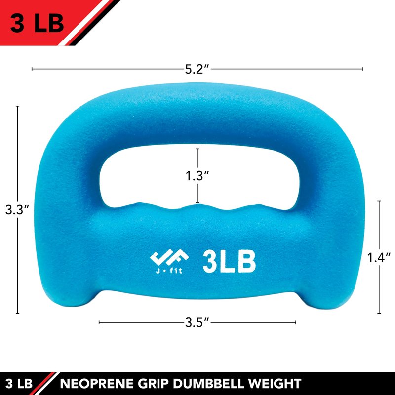 JFIT Neoprene D-Grip Dumbbell Weight, 3LB, 3 Pound