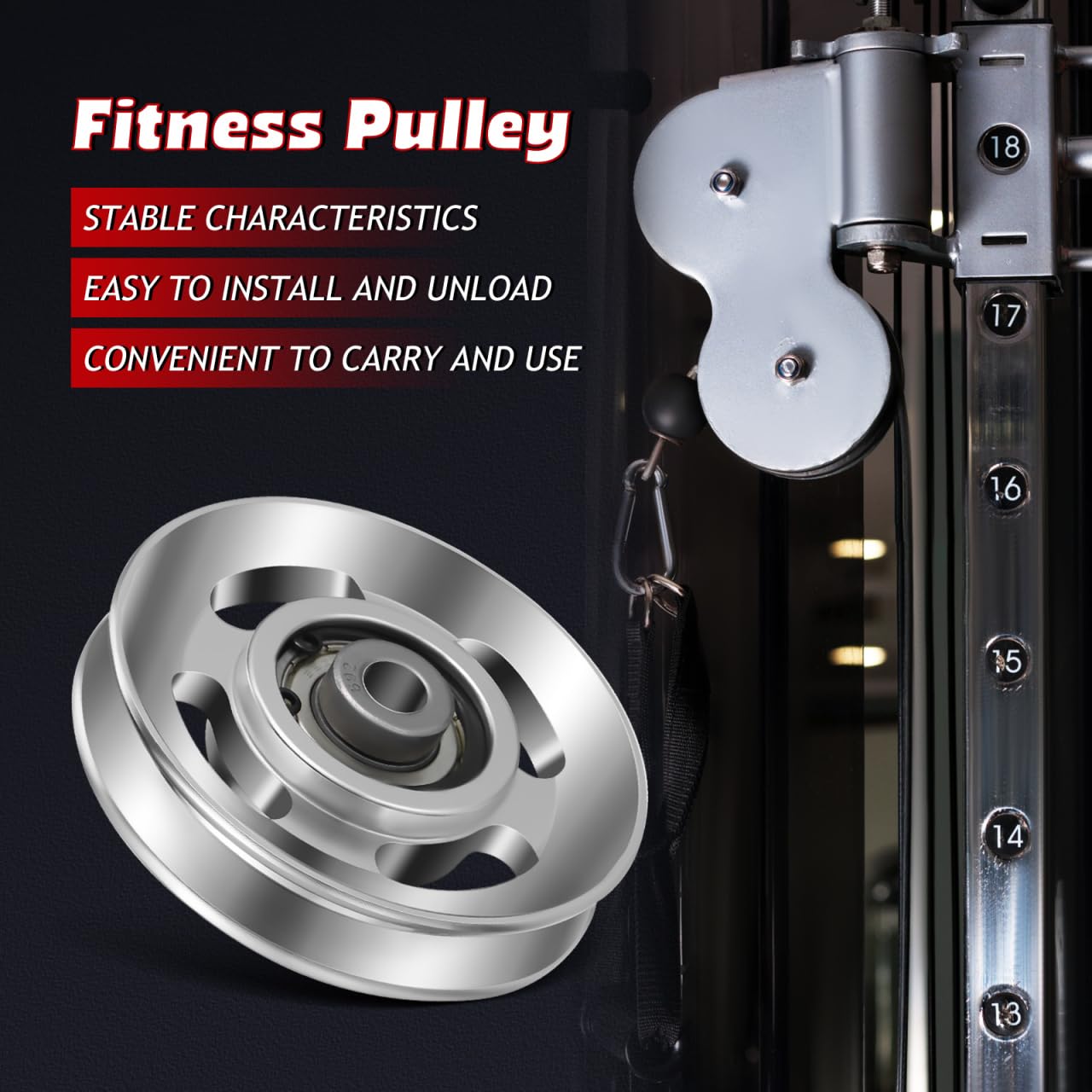 Healifty Aluminum Pulley Wheel Heavy Duty Gym Equipment Accessories 3.46X3.46X0.78 Inch Smooth Bearing Cable Pulley Replacement for Fitness Machines