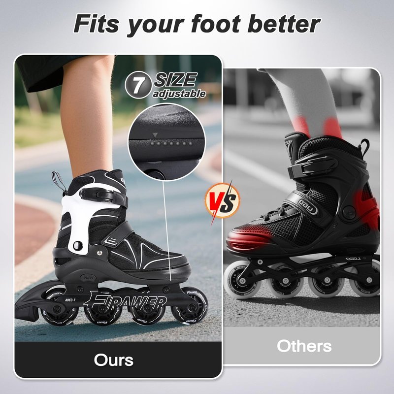 Kids Adjustable Inline Skates Ages 4-12, Youth Inlie Skates for Girls Boys 5-8 8-12 with Full Light Up Wheels, Fun Illuminating Skates for Kids Men Adult Women and Boys.