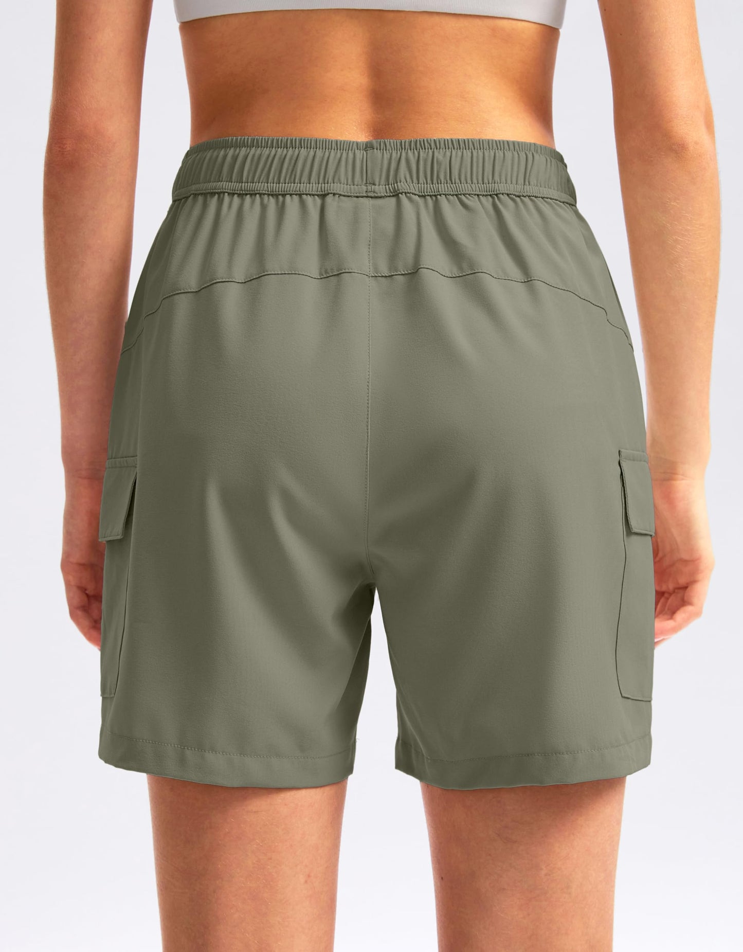 SANTINY Women's 5''/ 7''/9'' Hiking Cargo Shorts Quick Dry Lightweight Summer Shorts for Women Athletic Golf Zipper Pockets(Silver Sage_XL)