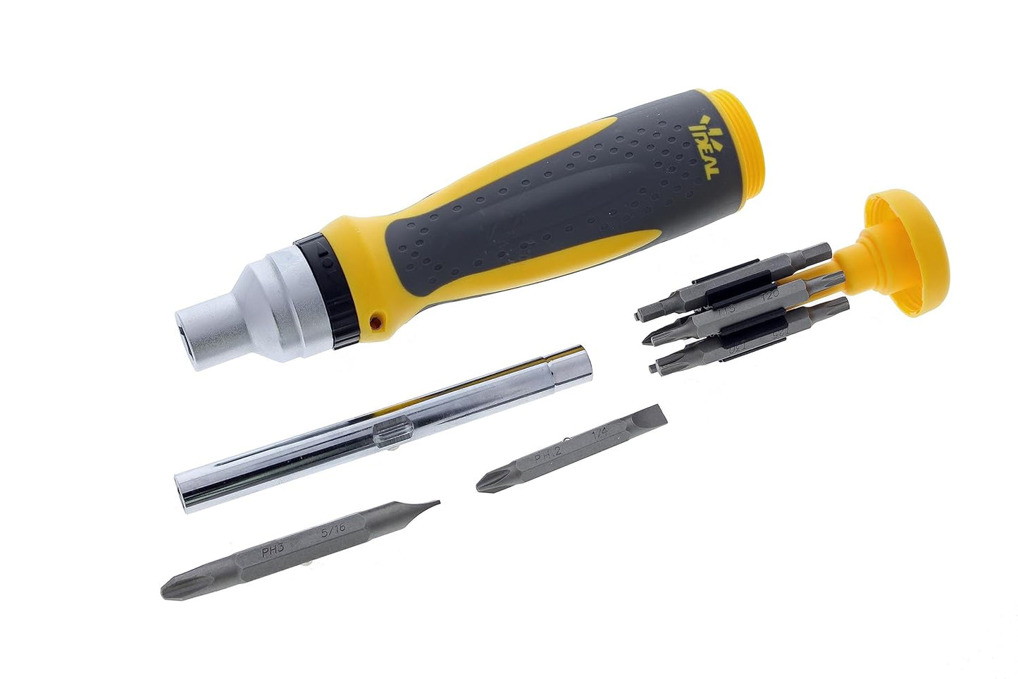 IDEAL 21-in-1 Ratcheting Multi-Bit Screwdriver - Twist-A-Nut Design for Versatile Use