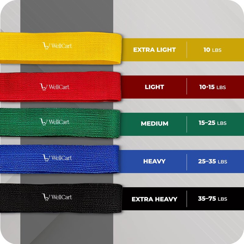 Wellcart Fabric Hip Bands Set of 5 – Non-Slip Resistance Bands (X-Light to X-Heavy) for Glutes, Legs, Booty Workouts & Lower-Body Strength Training