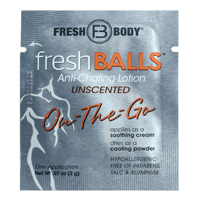 FRESH BALLS Set - Anti-Chafing Cream Ball Deodorant for Men, 3.4oz + On-The-Go Travel Size .07oz (15 pack) - Men's Anti-Chafe Lotion to Powder & Hygiene for Groin Area, No Talc or Aluminum