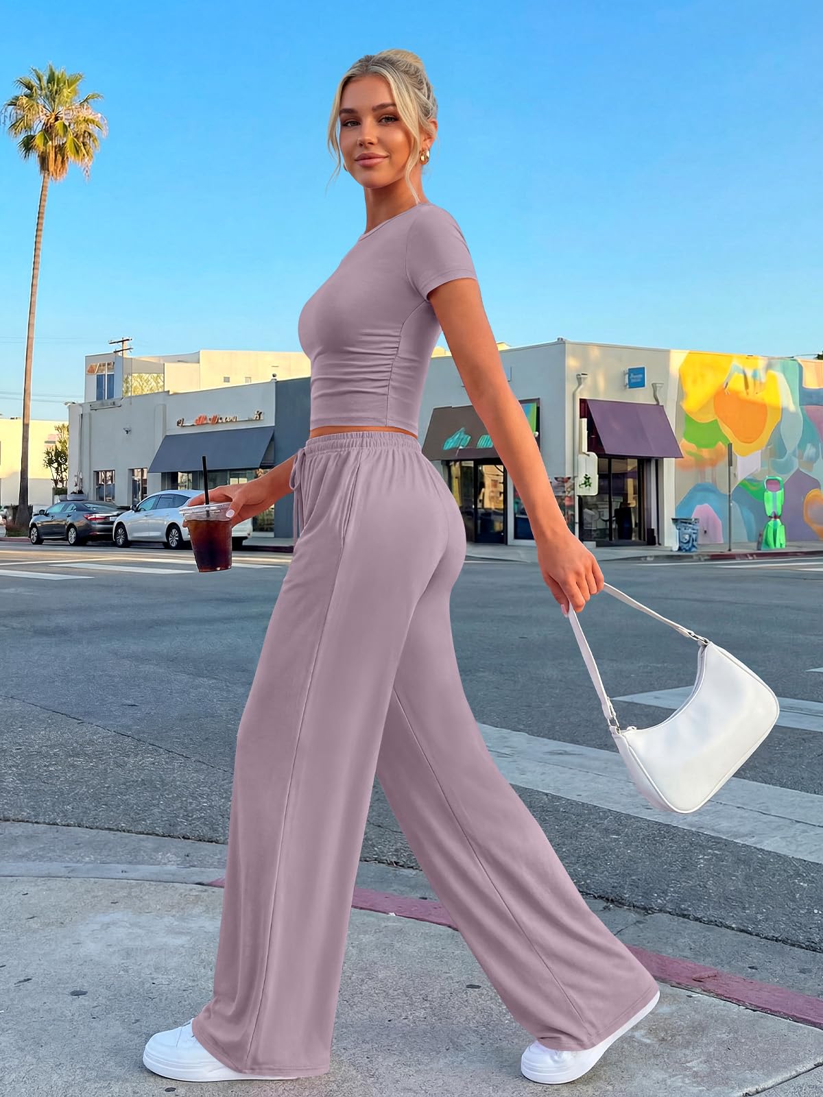 Trendy Queen Womens 2 Two Piece Set 2026 Summer Workout Vacation Gym Clothes Spring Fashion Lounge Matching Airport Travel Outfit Resort Wear Fitness Athleisure Clothing