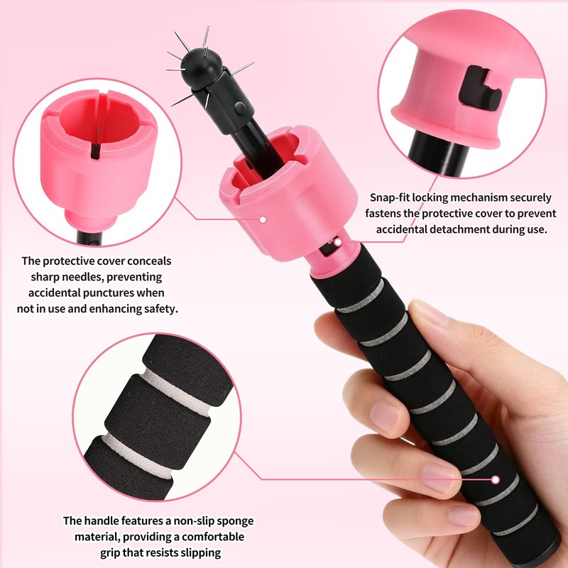 VIFUME Balloon Popper Tool with 360° Surround Tip, Telescopic Aluminum Rod (9–28.5 Inches), Adjustable Balloon Cleanup Stick with Safety Cap for Party & Event Decoration