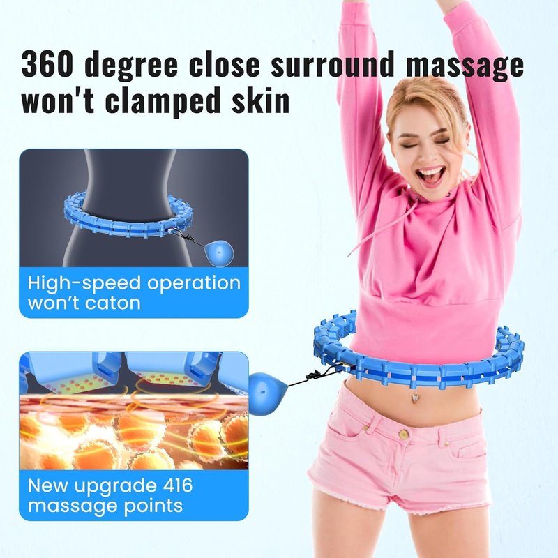 65inch 32 Knots Plus Size Quiet Weighted Hula Infinity Fitness Detachable Hoops Smart Silent Infinity Hula for Women 2 in 1 Waist and Abdominal Workout Hoop