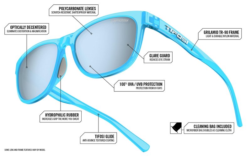 Tifosi Optics Swank Sunglasses Bundle with Case and Eyewear Straps (Blackout/Smoke)