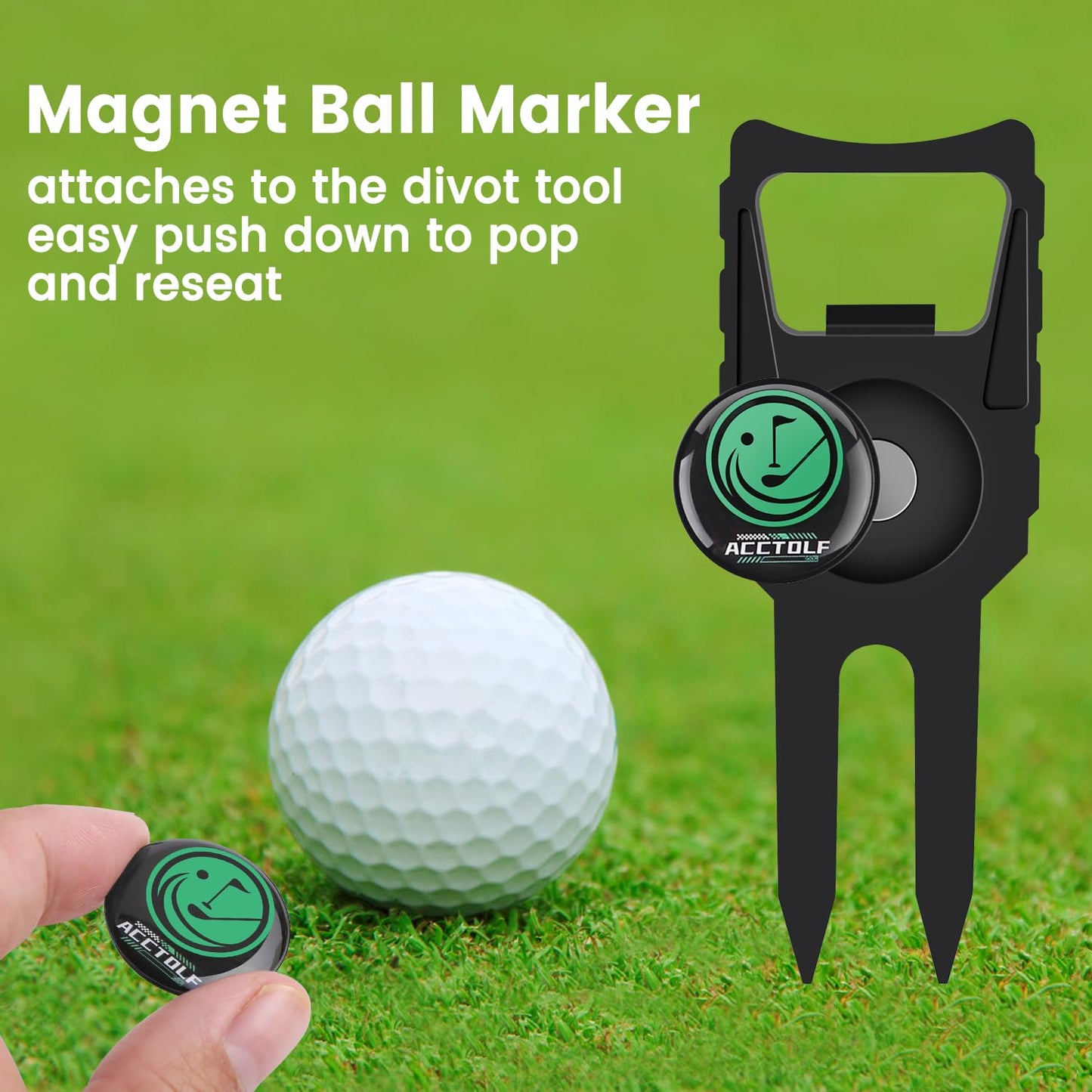 ACCTOLF 4Pcs Golf Divot Tool, 6 in 1 Premium Divot Repair Tool with Ball Marker, Ultimate Divot Tool for The Golf Green, Funny Golf Accessories Gift, Tee Holder, Groove Cleaner, Divot Repairer