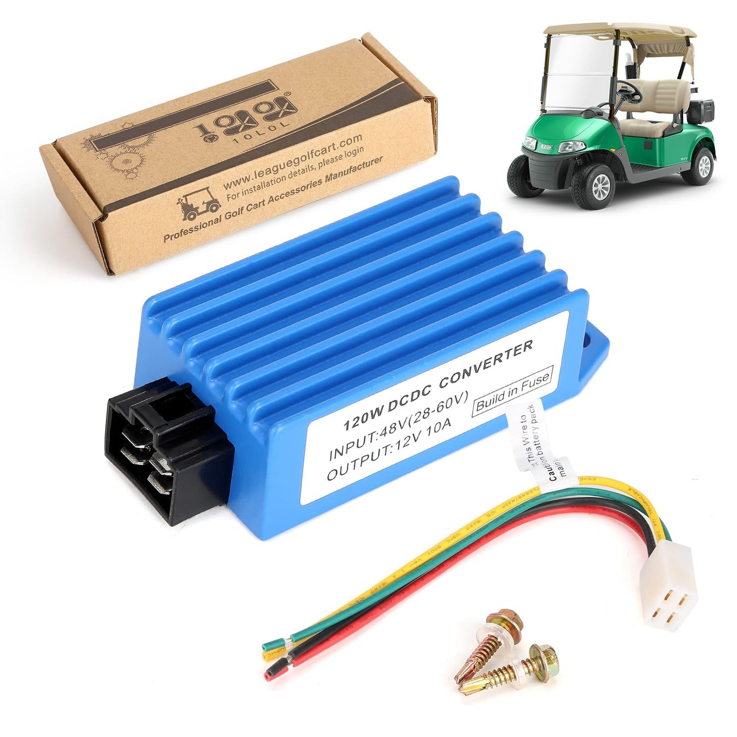 10L0L Golf Cart Voltage Reducer 36V 48V Step Down to 12V 10A 120W DC Converter Regulator Universal for Yamaha EZGO Club Car