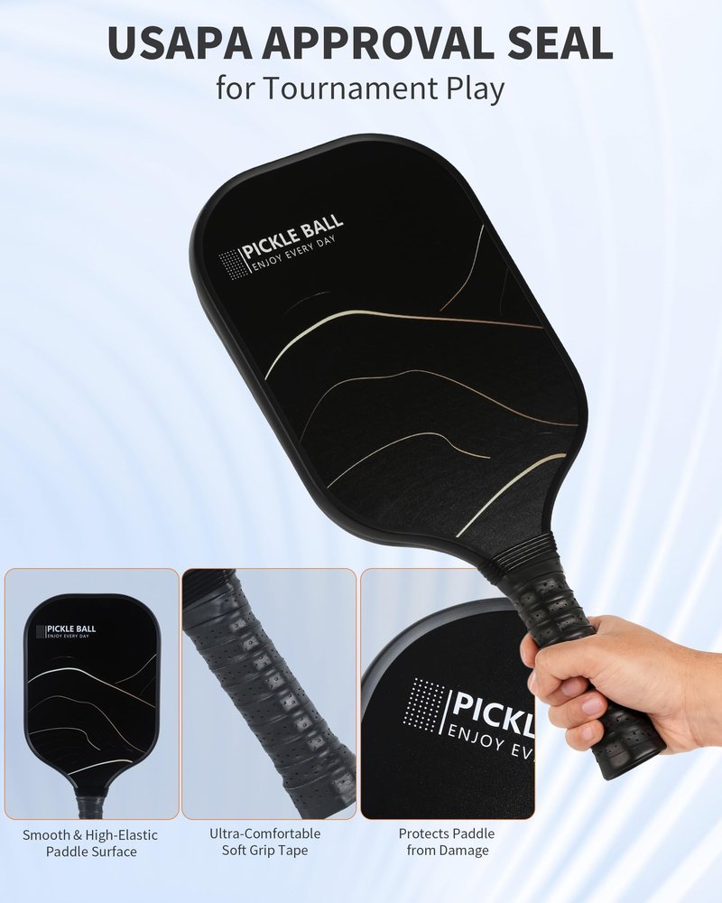 Pickleball Paddles Set of 2 for Beginners & Casual Players, Lightweight Fiberglass Rackets with Large Sweet Spot, Comfortable Grip, Includes 4 Outdoor Balls & Carry Bag – Easy Control & Fun Play Anywh