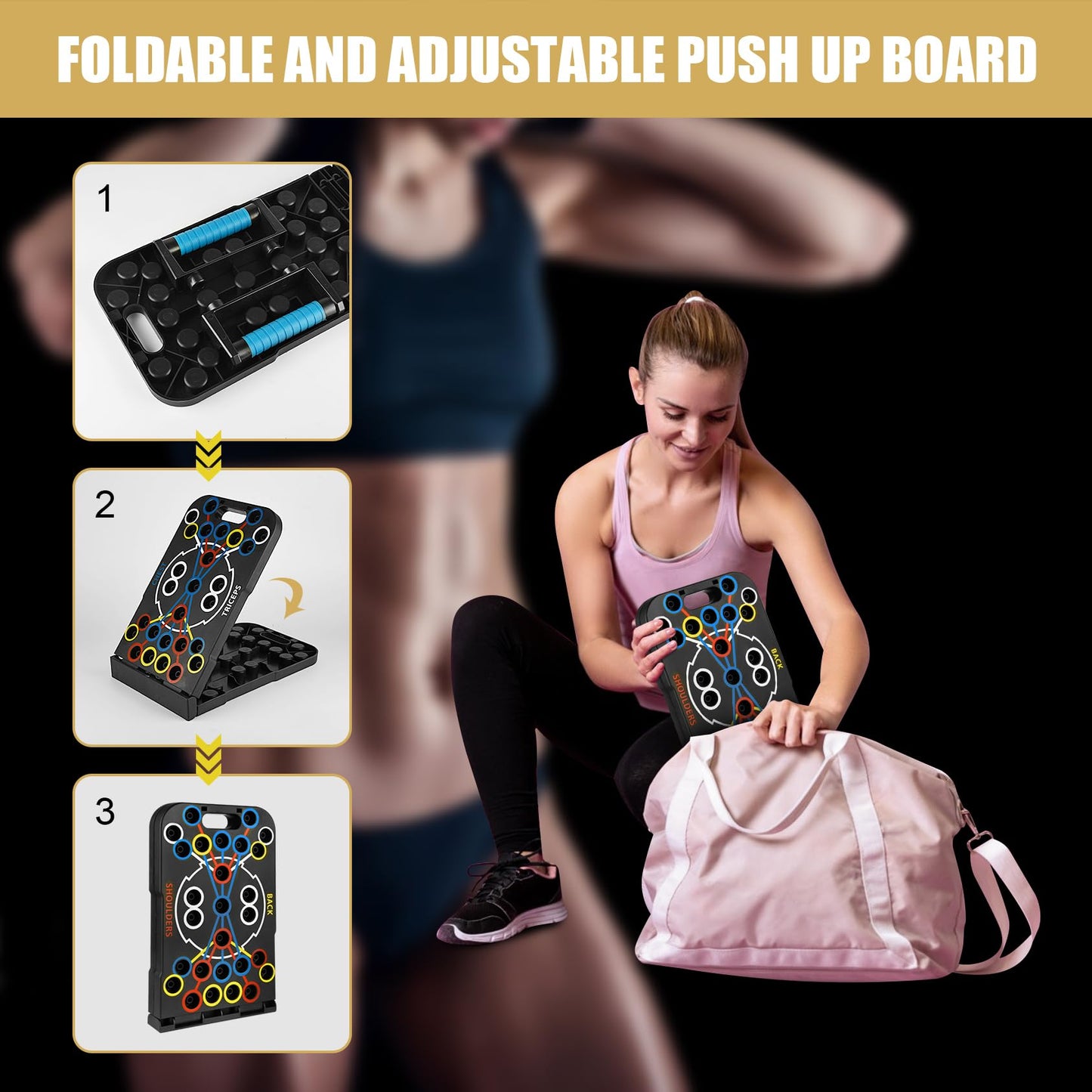 Push Up Board Foldable Adjustable Pushup Bar 56 in 1 Exercise Fitness Workout for Muscle Max Strength Training for Men Women Home Gym Equipment