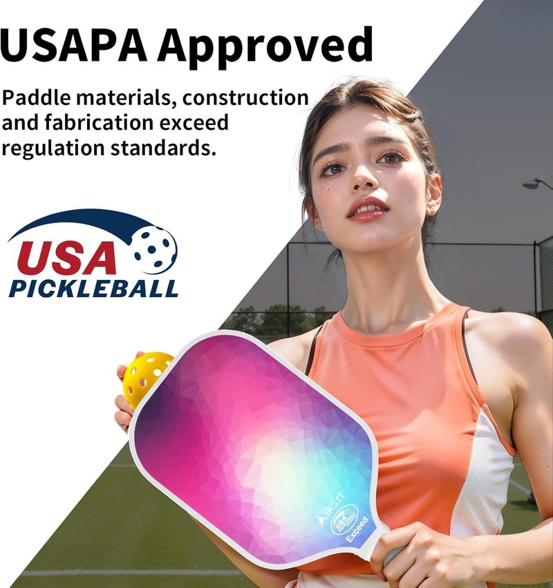 AL Kort Pickleball Paddles Set of 2, Fiberglass Pickleball Rackets Lightweight Paddles, USAPA Approved Pickle Ball Equipment with Bag and 4 Balls, Pickball Rackets 2 Pack for Beginners, White