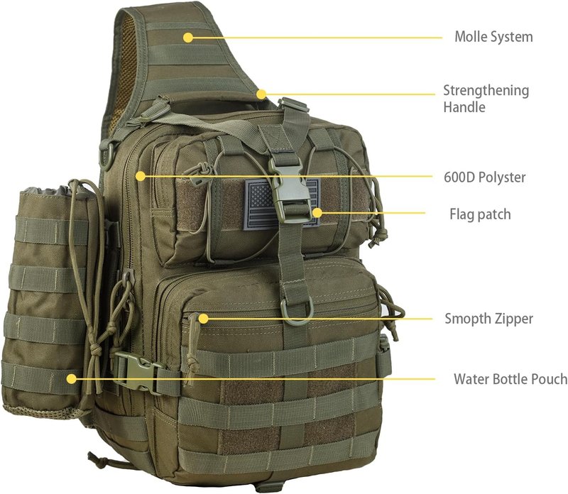 Tactical Sling Military Shoulder Backpack - EDC Assault Range Bag | Durable, Versatile Design