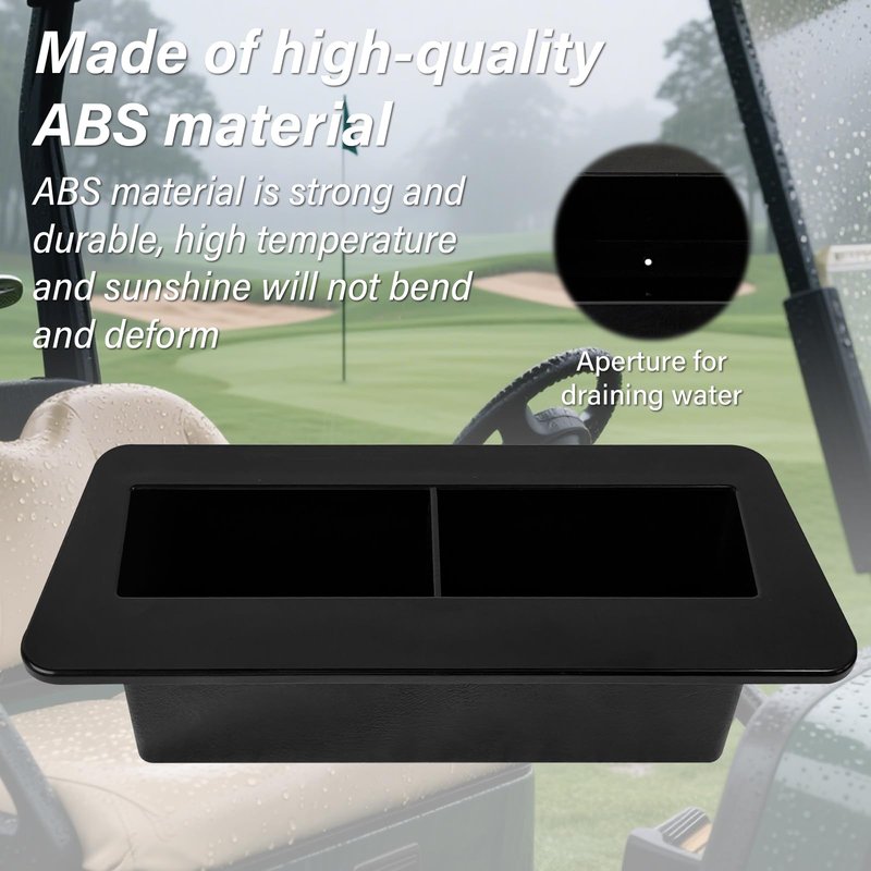 XINSTCO ABS Golf Cart Phone & Wallet Holder with Drain Hole & Divider, Golf Ball Holder Replacement Tray,Compatible with Evolution D5 Maverick and Ranger Models, Ev Golf Cart Accessories, Black