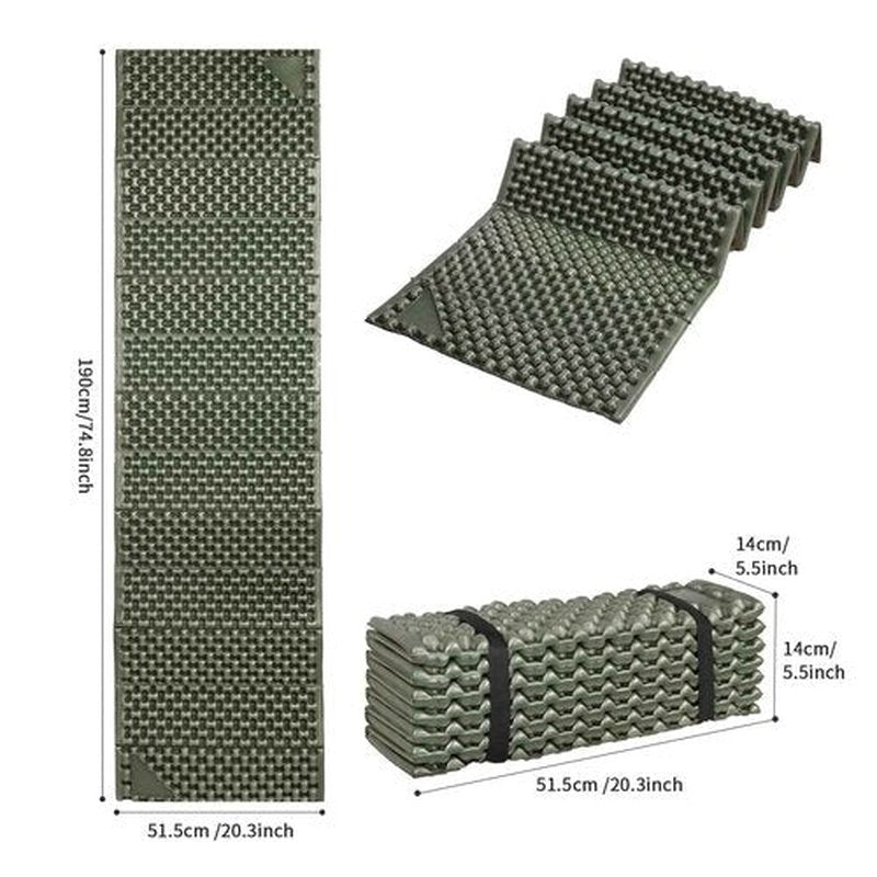 Foam Camping Pads for Hiking, Ultralight Closed Cell Mattress, Waterproof Soft Mat for Adults, Wide Picnic Yoga Mats, Folding Sleeping Pad for Outdoor Backpacking (Army Green-2Pack)