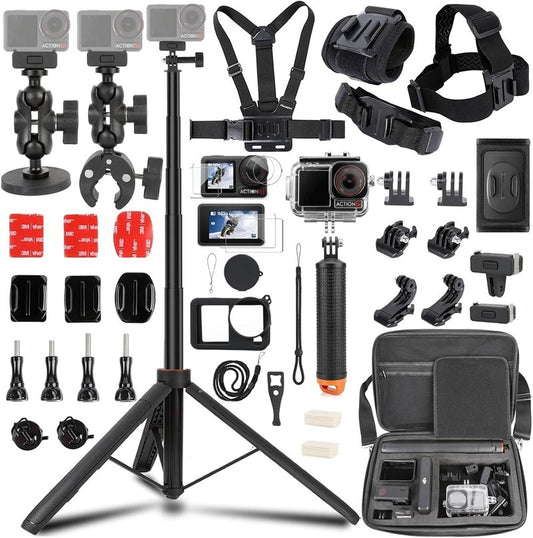 DJI Osmo Action Accessories Kit - Waterproof Case, 135cm Selfie Stick, 4-in-1 Mounts | Tripod & Grip
