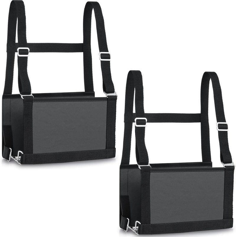 Exhibitor Number Harness - Black Leather Show Number Holder for Eventing | 9.84 x 6.1 Inches