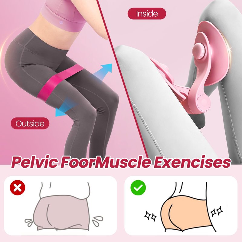 LANDYPHO Thigh Trainer [2026 Upgraded], Thigh Trainer Thigh Exerciser, Inner Thigh Exerciser, 360° Pelvic Floor Exercise Devices, Hip Trainer Kegel Excerciser, 20LB Resistance Band, Pink