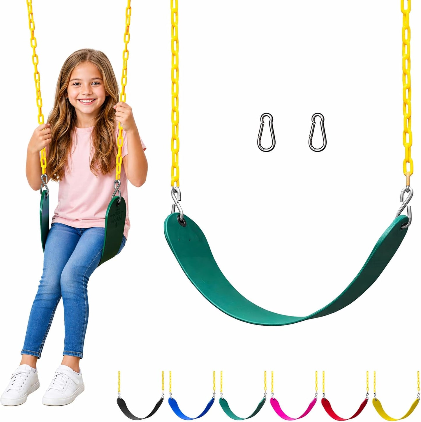 Jungle Gym Kingdom Swing Seat Replacement Kit - Heavy Duty Chains for Outdoor Play | Green, 1 Pack