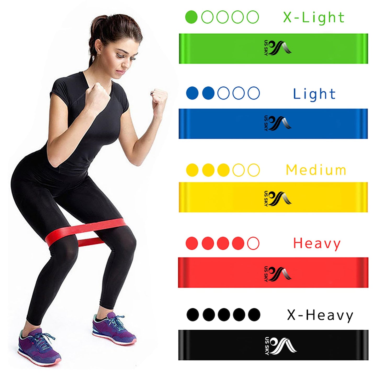 Resistance Loop Exercise Band | Set of 5 Workout Bands Best for Legs Training,Therapy Bands for Strength Training/Pilates,Rehab, Yoga Home Fitness | Exercise Band for Girls, Set of 5