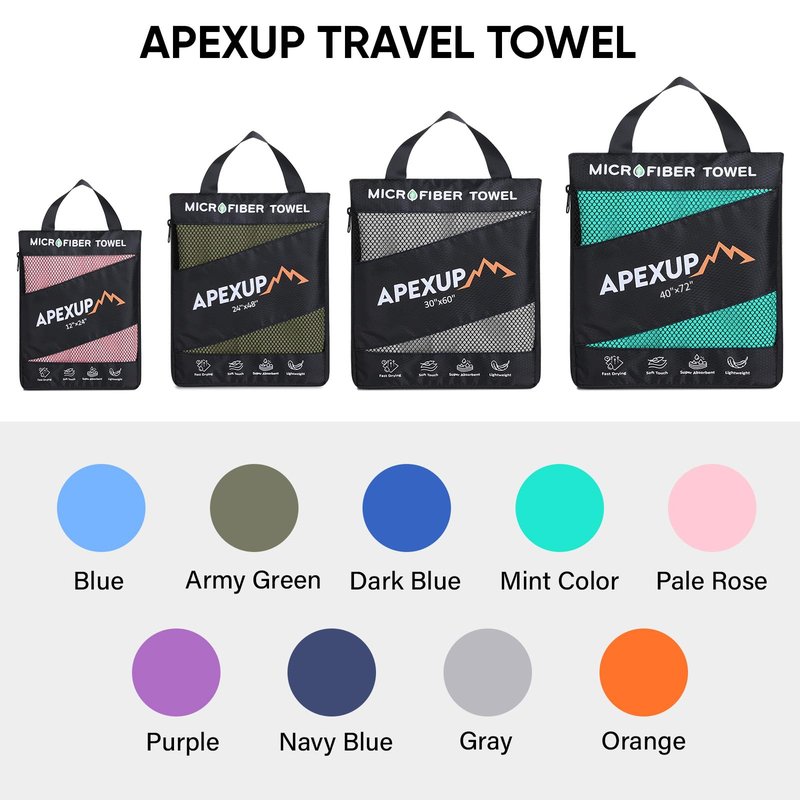APEXUP Microfiber Travel Towel, Ultra Absorbent Quick Dry Towels, Lightweight Gym Sports Camping Towel for Workout, Yoga, Beach, Shower, Swimming (60"×30", Pale Rose)