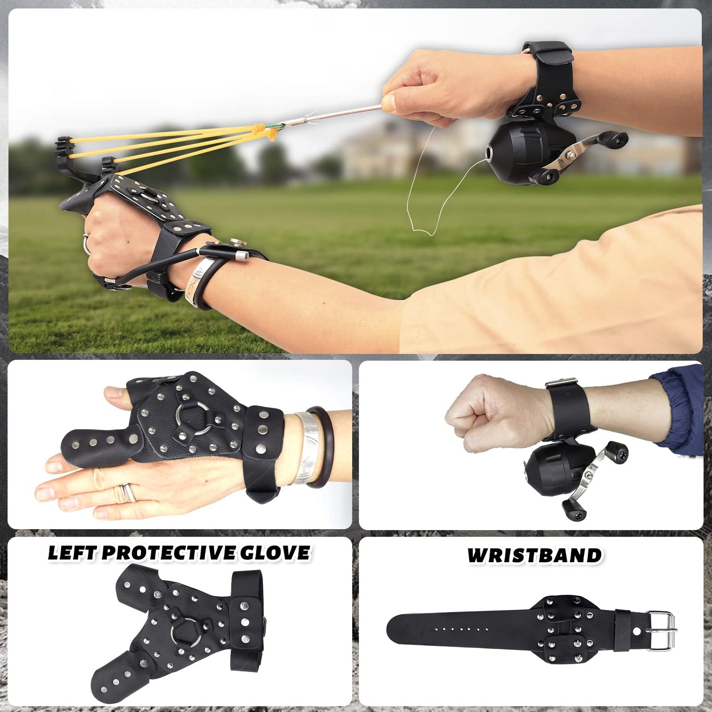 Fishing Slingshot with Reel and Fish Darts Wrist Slingshot for Fishing