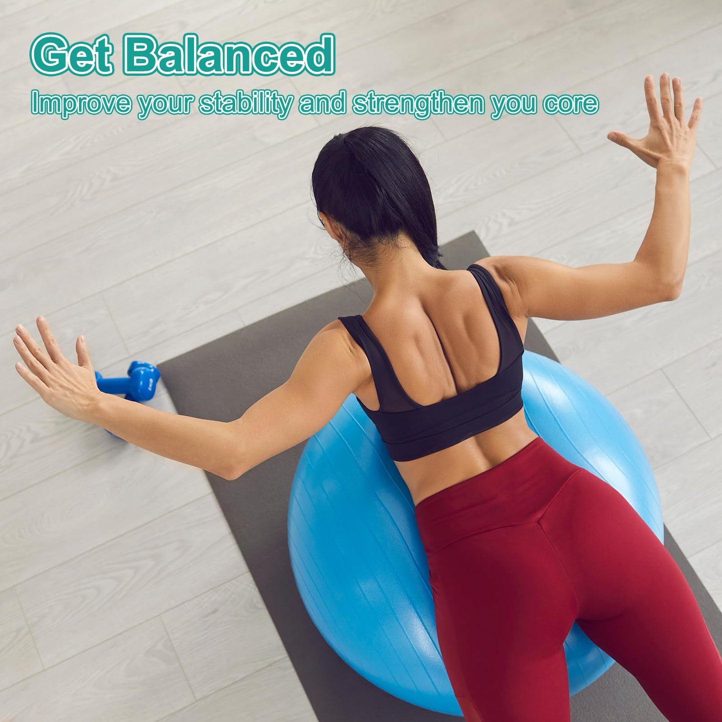 YELARXI Yoga Ball, Exercise Ball 25.6" & PVC & Pink Anti-Slip Stability Pilates Extra Thick Birth Workout with Pump - Fitting for (Gym Balance Fitness Core Workout)