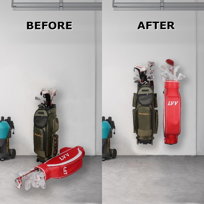 BiJun Wall Mount Golf Bag Storage Rack,Golf Bag Holder Garage Golf Bag Organizer Golf Bag Stand Golf Bag Storage Rack Hangers for Storage Space for Garage