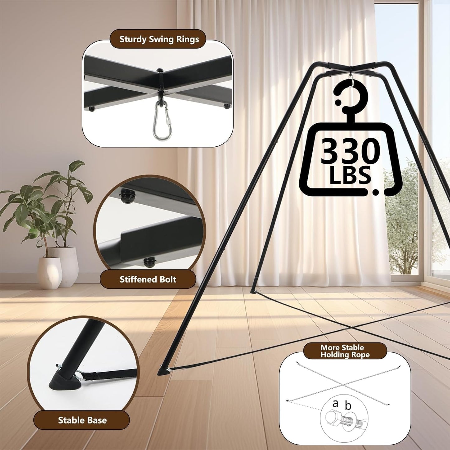 Swing Stand for Kids - Heavy Duty Metal Frame for Indoor & Backyard Use | 330LBS Capacity, Anti-Rust Design