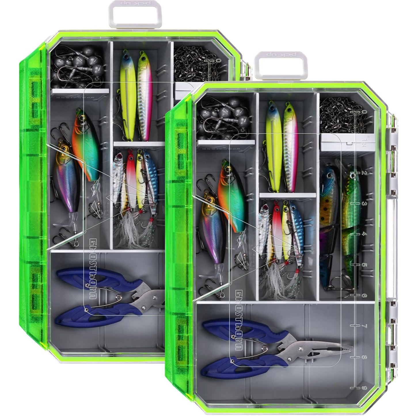 Ghosthorn Fishing Tackle Box, Waterproof 3600 and 3700 Tackle Trays, Plastic Tackle Box Organizer with Removable Dividers, Storage Lure Box and Terminal Tackle Storage