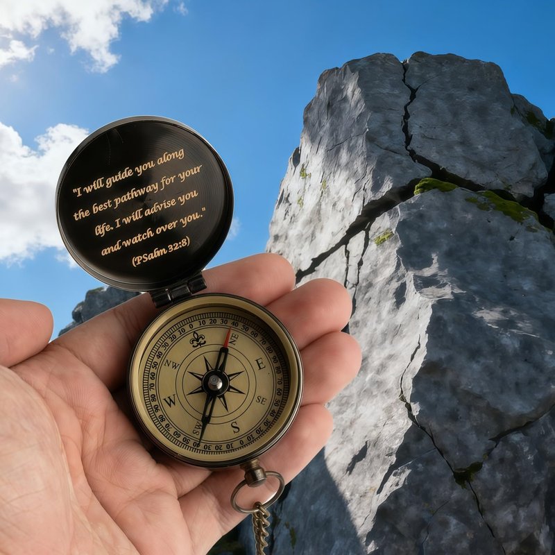 God's Guide & Blessing Compass – Communion & Confirmation Gift for Teenage Boys Baptism Religious Gifts for Men, Christian, Catholic, Graduation Sentimental Inspirational Gifts