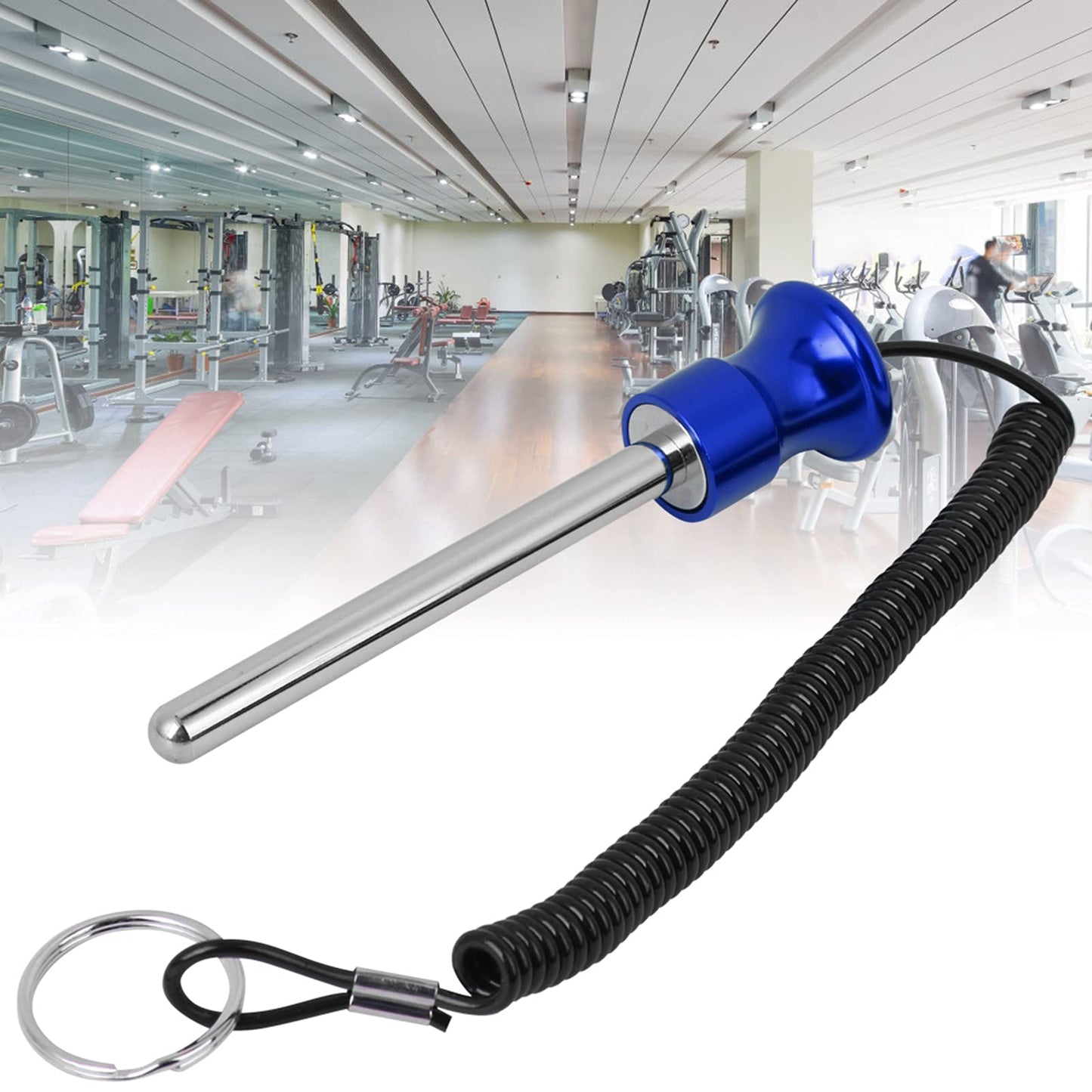 Weight Stack Pin, Aluminium Alloy Head Magnetic Weight Stack Pin with Pull Rope Weight Pin Strength Training Equipment Physical Exercise Fitness Accessories (Blue)