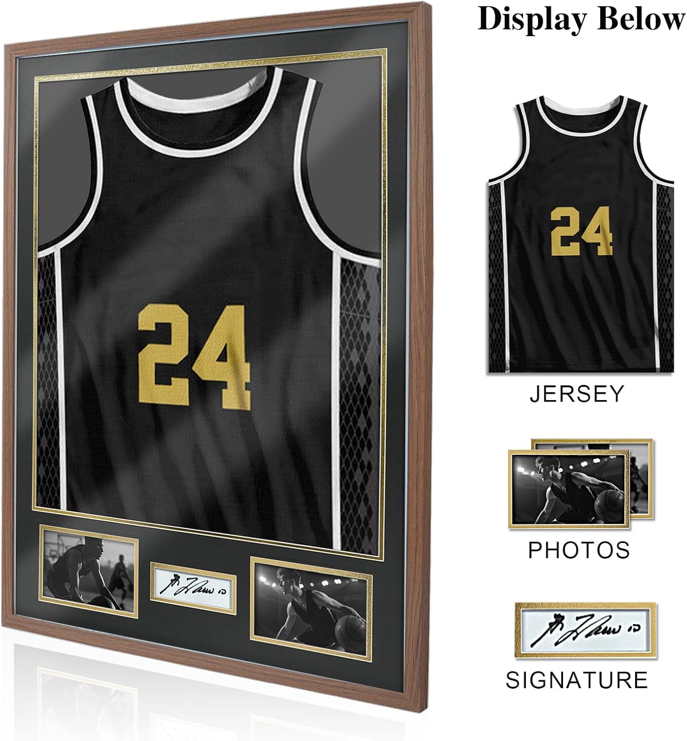 Jersey Frame Display Case - Large Shadow Box with 98% UV Protection Acrylic | Rustic Brown for Baseball, Basketball, Hockey Uniforms