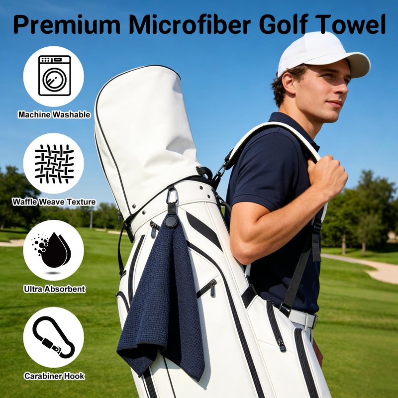 Epinovo Strong Magnetic Golf Towel for Golf Bags, 23.6"x15.7" Microfiber Golf Cleaning Towel with Waffle Weave Design, Easily Attaches to Golf Carts and Clubs (3 Pack)
