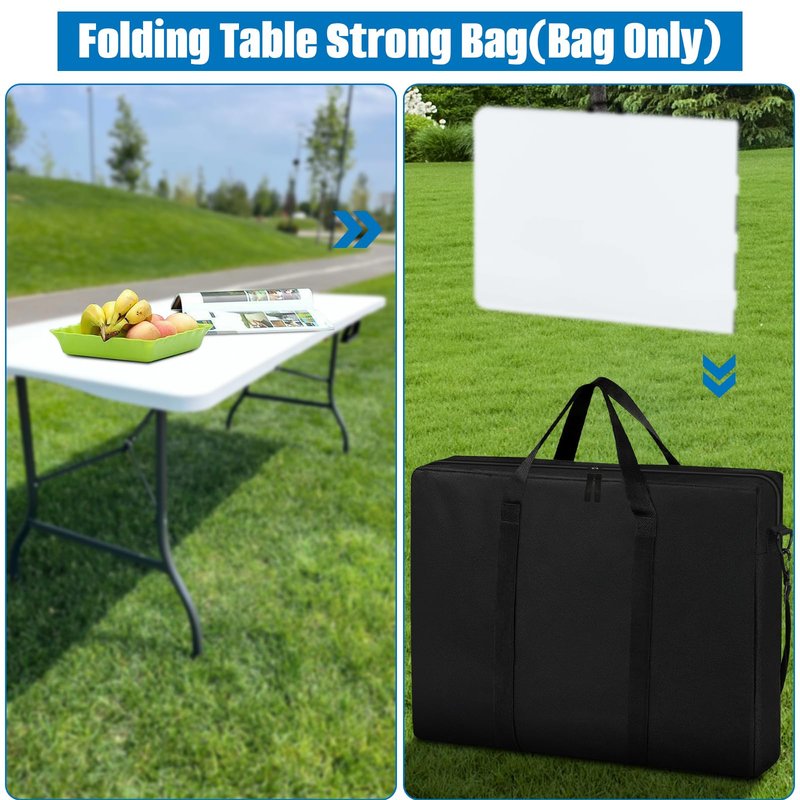 SIRUITON Folding Table Storage Bag, Portable 600D WaterProof Carry Bag for Folding Picnic/Camp Tables with Reinforcing Plate & Shoulder Strap, 48" D x 30" W x4.7 H Fits 8FT Folding Tables（bag only）