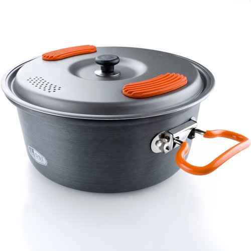 GSI Outdoors Halulite Aluminum Pot, 2L Lightweight Hard Anodized Aluminum Camp & Backpacking Cookware with Lid & Folding Handle