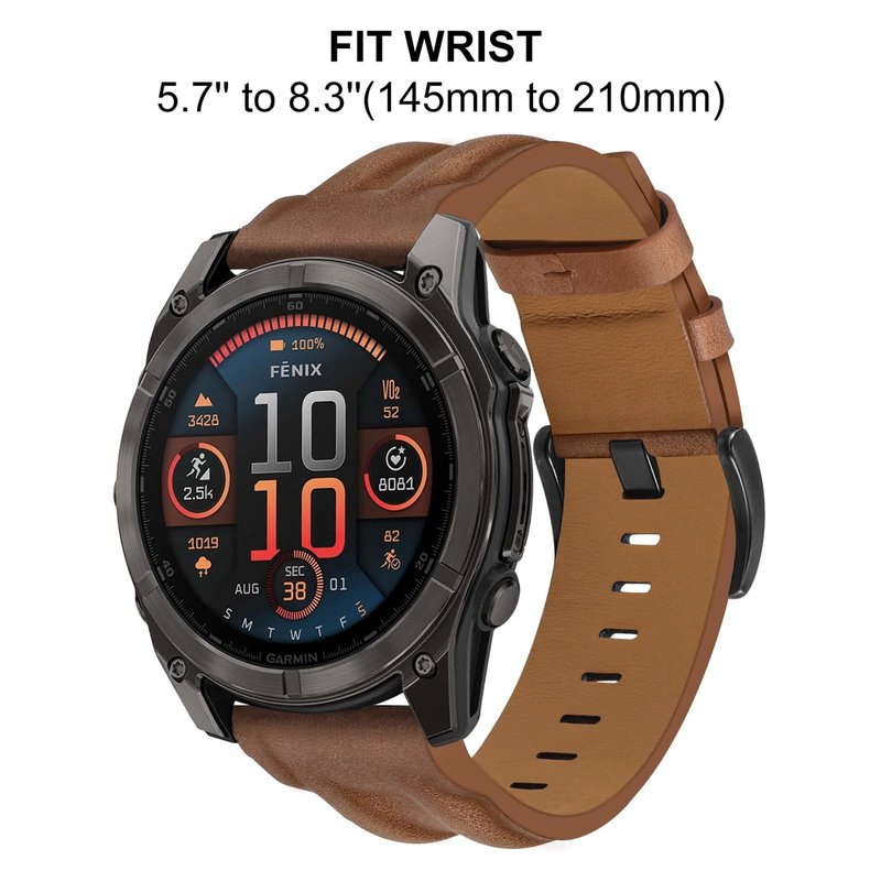 Dhwazz Men's Band for Fenix 8 51mm / 7X / 6X Pro / 5X Plus, 26mm Quick Fit Strap Genuine Leather Bands for Garmin Instinct 3 Solar 50mm / Epix Pro 51mm