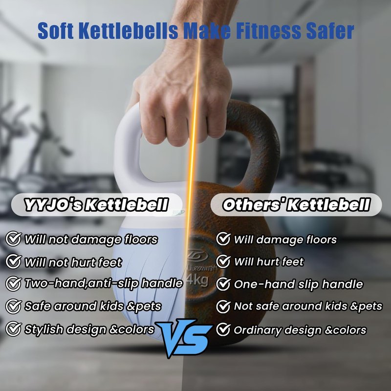 YYJO Soft Kettlebell - Kettlebell Sets Iron Sand Filled 15 LBS Weights Strength and Safety for Women and Men Workout- Color Coded
