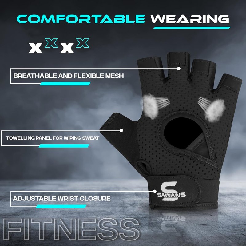 Gym Gloves for Men & Women - Breathable Weight Lifting Gloves with Non-Slip Grip | Silicone Palm Protection for Fitness Training