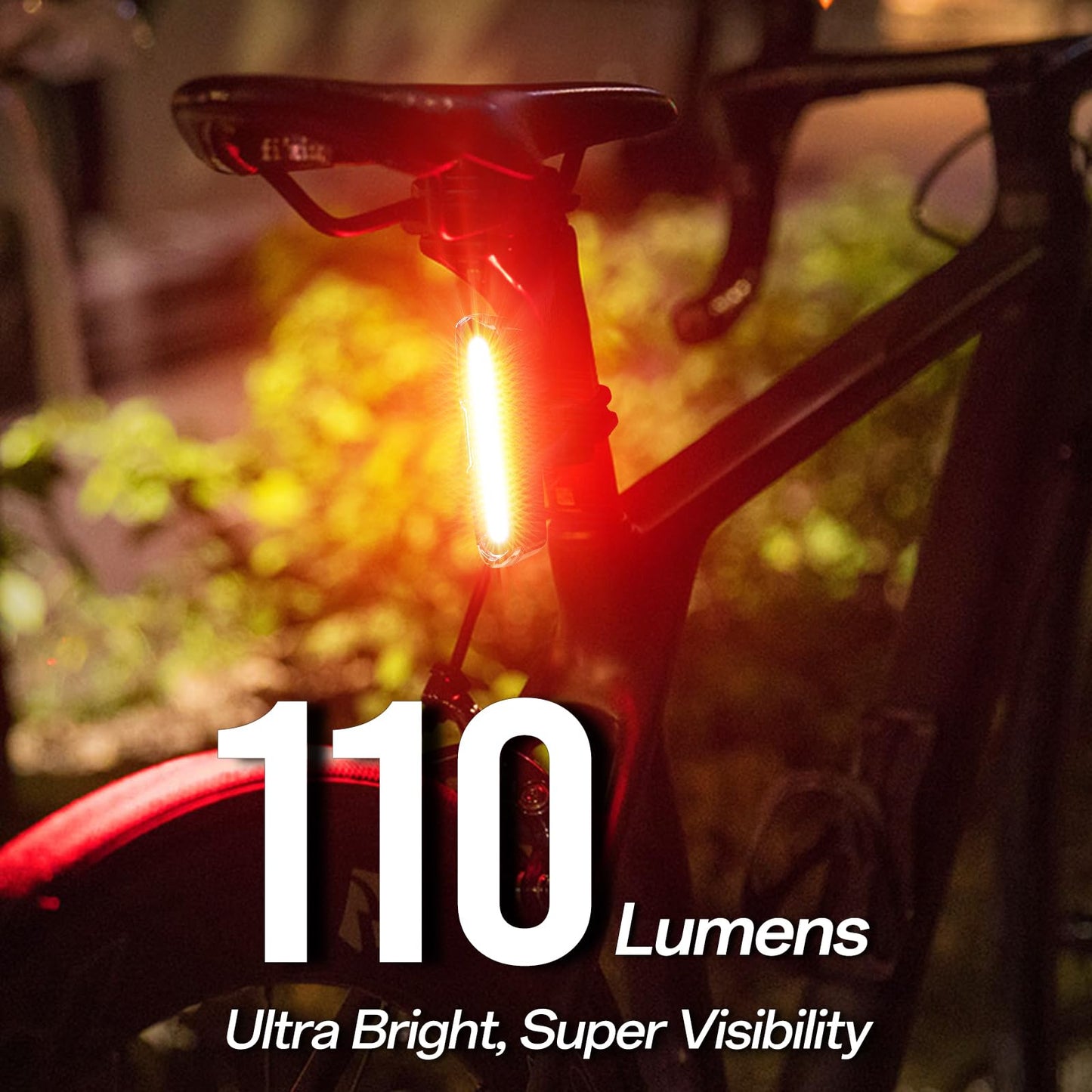 Bike Tail Light Powerful 110 Lumens - Rear Bike Light 5 Modes Red/Blue, Waterproof IP64, Rechargeable USB-C, Quick Release Brackets for Saddle & Seatpost, DON PEREGRINO B2 Bicycle Lights