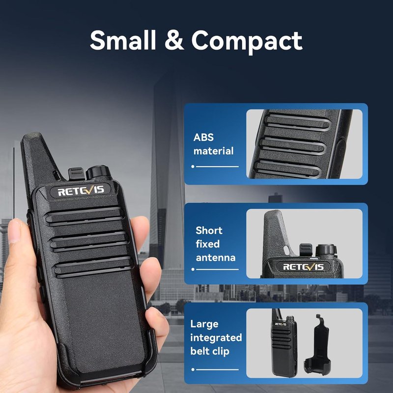 Retevis RT22 Walkie Talkies - Mini Rechargeable Two-Way Radio | Long Range, Portable for Business & School (20 Pack, Black)